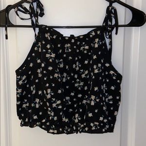 floral black tank top crop top blouse
